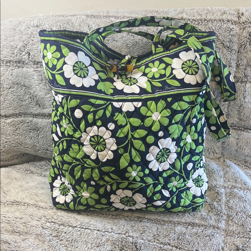 Vera Bradley Navy and Green Floral Tote